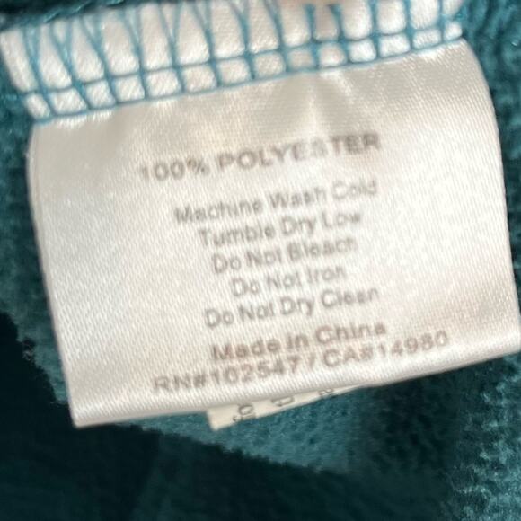 Isis Pullover Fleece Sweatshirt Drawstring Cowl Neck Teal Small - Picture 8 of 8